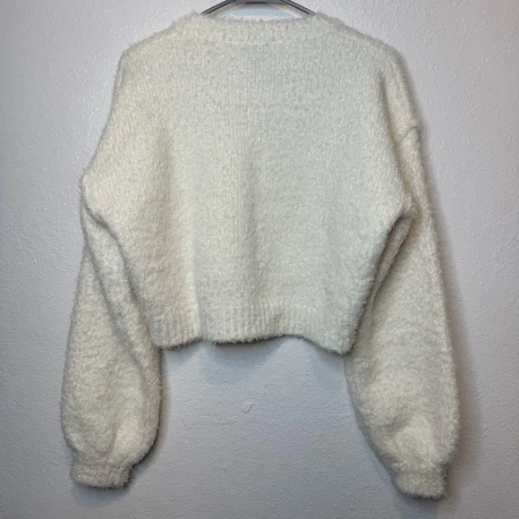 Vici Lost Without You Fuzzy Cropped Sweater With Balloon Sleeves Size X-Small - Picture 5 of 6